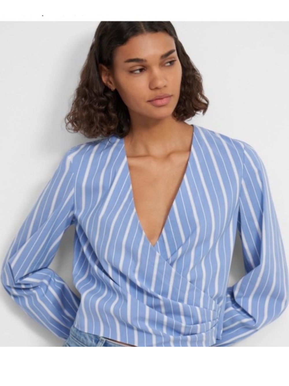 Theory LS Quincy Stripe Wrap Top - Large